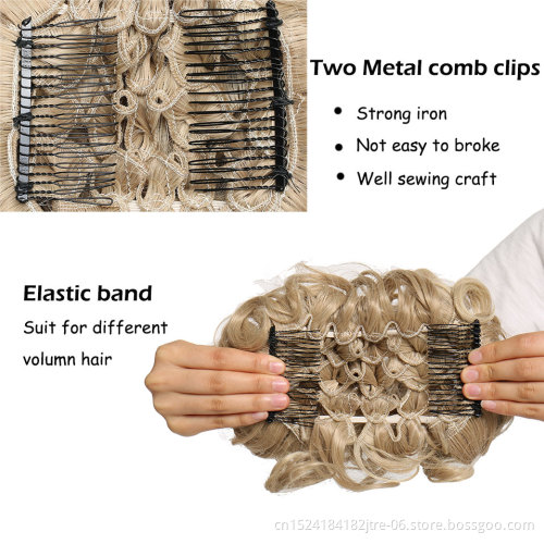 large comb clip in curly hair piece chignon updo hairpiece extension hair bun